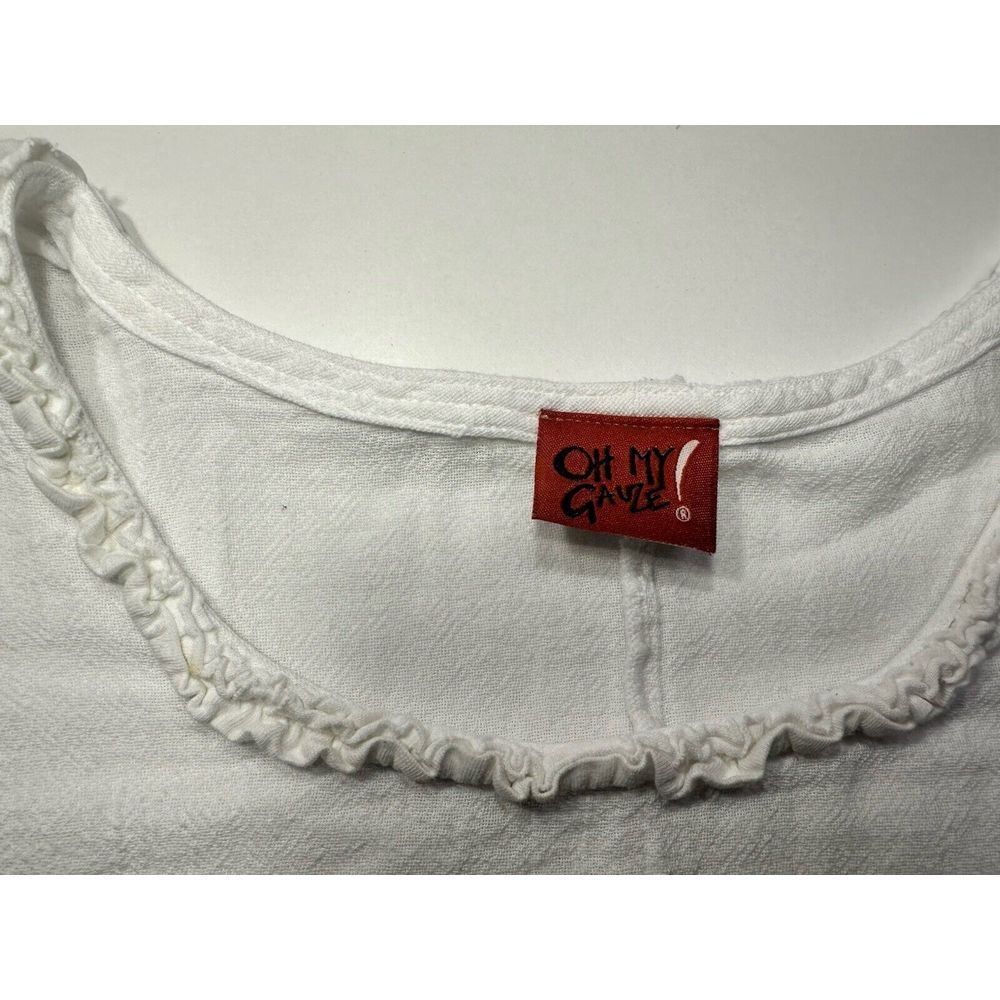 Oh My Gauze Suzi Snow Tunic Top White Womens Size #3 US XXL Cotton Ruffled Airy - Picture 4 of 10